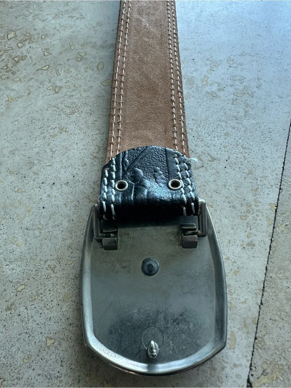 Vintage Harley-Davidson Black Leather Belt with Two-Tone Logo Buckle